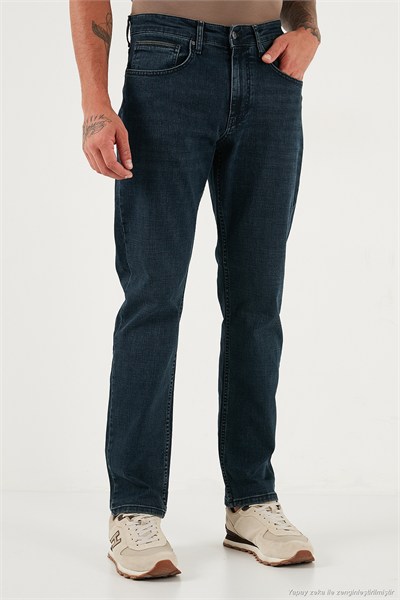 Streç Pamuklu Comfort Fit Yüksek Bel Boru Paça Jeans Erkek Kot Pantolon 4412C26TEXAS MAVİ