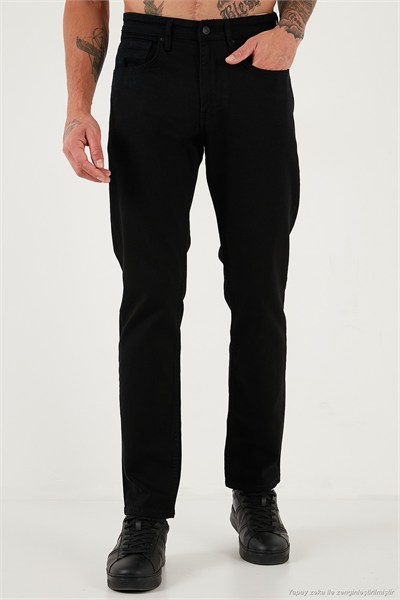 Streç Pamuklu Comfort Fit Yüksek Bel Boru Paça Jeans Erkek Kot Pantolon 4412C01TEXAS SİYAH