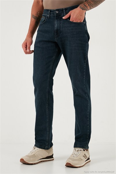 Streç Pamuklu Comfort Fit Yüksek Bel Boru Paça Jeans Erkek Kot Pantolon 4412C26TEXAS MAVİ