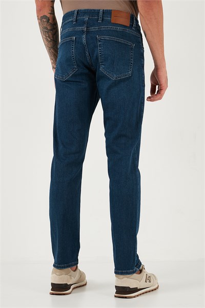 Streç Pamuklu Comfort Fit Yüksek Bel Boru Paça Jeans Erkek Kot Pantolon 4400C06TEXAS LACİVERT