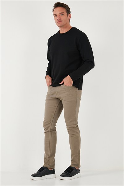 Streç Pamuklu Regular Fit Bisiklet Yaka Erkek Sweat 5905725 SİYAH