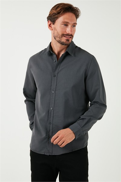 Streç Pamuklu Regular Fit Erkek Gömlek CF25W128861 ANTRASİT