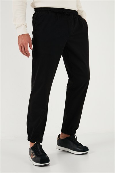 Streç Pamuklu Regular Fit Lastikli Paça Jogger Erkek Pantolon 674004 SİYAH