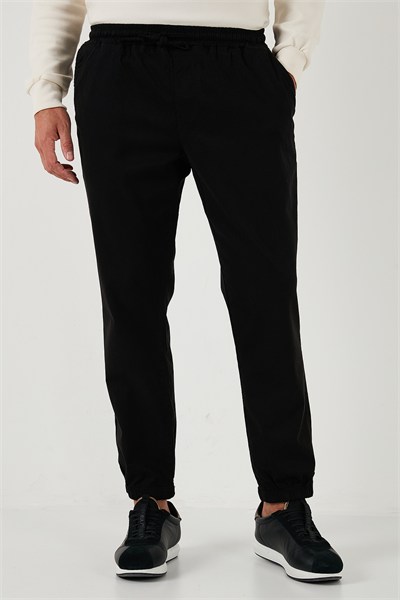 Streç Pamuklu Regular Fit Lastikli Paça Jogger Erkek Pantolon 674004 SİYAH