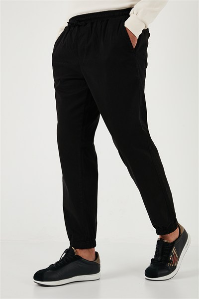 Streç Pamuklu Regular Fit Lastikli Paça Jogger Erkek Pantolon 674004 SİYAH