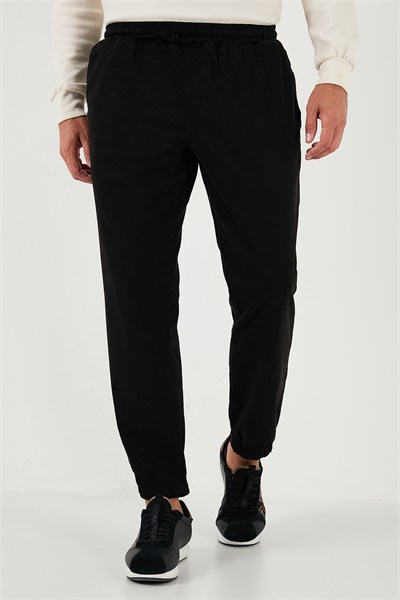 Streç Pamuklu Regular Fit Lastikli Paça Jogger Erkek Pantolon 674004 SİYAH