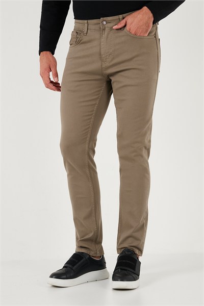 Streç Pamuklu Regular Fit Normal Bel Düz Paça Erkek Pantolon 674002 HAKİ