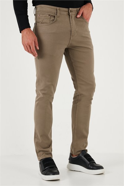 Streç Pamuklu Regular Fit Normal Bel Düz Paça Erkek Pantolon 674002 HAKİ