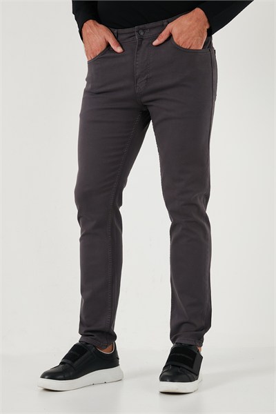 Streç Pamuklu Regular Fit Normal Bel Düz Paça Erkek Pantolon 674002 FÜME