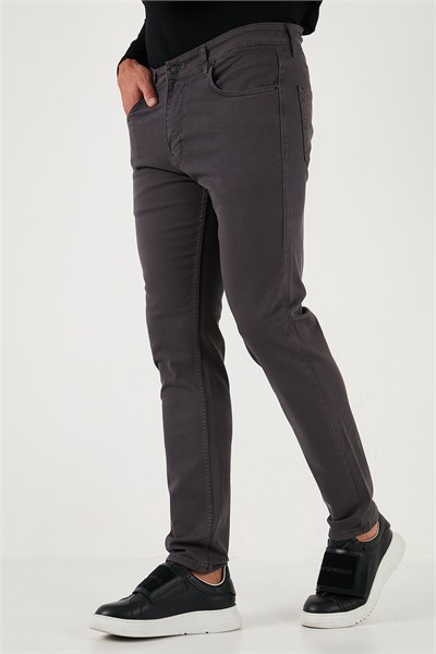 Streç Pamuklu Regular Fit Normal Bel Düz Paça Erkek Pantolon 674002 FÜME