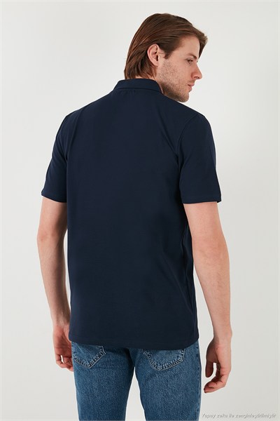 Streç Pamuklu Regular Fit Yarım Fermuarlı 3lü Paket Erkek Polo Yaka T Shirt 5902972S3 Siyah-Siyah-İndigo