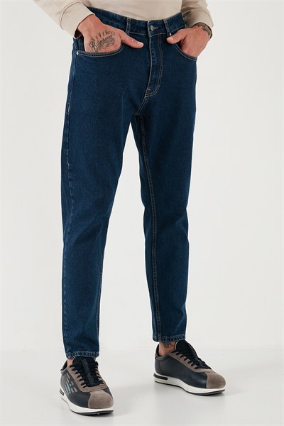 Streç Pamuklu Slim Fit Normal Bel Boru Paça Jeans Erkek Kot Pantolon 5900S34MILANO LACİVERT