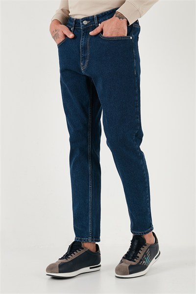 Streç Pamuklu Slim Fit Normal Bel Boru Paça Jeans Erkek Kot Pantolon 5900S34MILANO LACİVERT