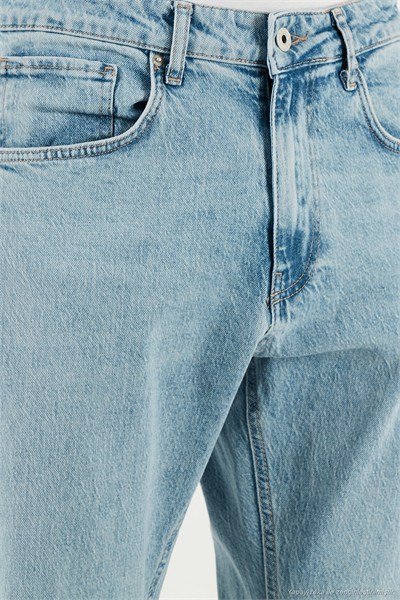 Streç Pamuklu Slim Fit Normal Bel Boru Paça Jeans Erkek Kot Pantolon 5900S601MILANO AÇIK MAVİ