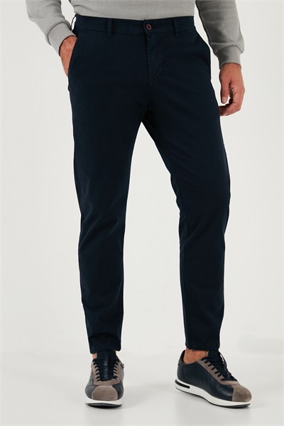 Streç Pamuklu Slim Fit Normal Bel Boru Paça Erkek Pantolon 674003 LACİVERT