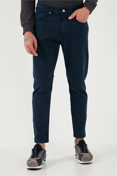 Streç Pamuklu Slim Fit Normal Bel Boru Paça Jeans Erkek Kot Pantolon 15900S31MILANO LACİVERT