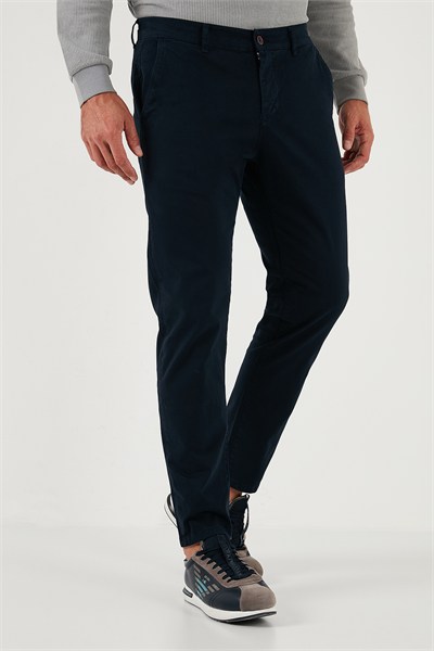 Streç Pamuklu Slim Fit Normal Bel Boru Paça Erkek Pantolon 674003 LACİVERT