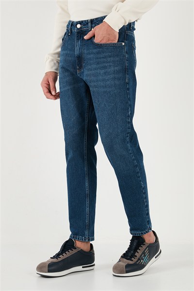Streç Pamuklu Slim Fit Normal Bel Boru Paça Jeans Erkek Kot Pantolon 5900S28MILANO LACİVERT
