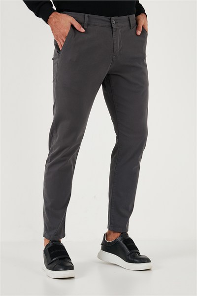 Streç Pamuklu Slim Fit Normal Bel Boru Paça Erkek Pantolon 674003 ANTRASİT