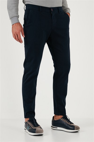Streç Pamuklu Slim Fit Normal Bel Boru Paça Erkek Pantolon 674003 LACİVERT
