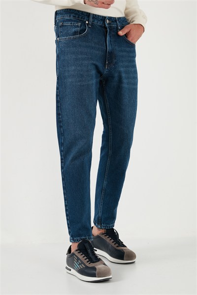 Streç Pamuklu Slim Fit Normal Bel Boru Paça Jeans Erkek Kot Pantolon 5900S28MILANO LACİVERT