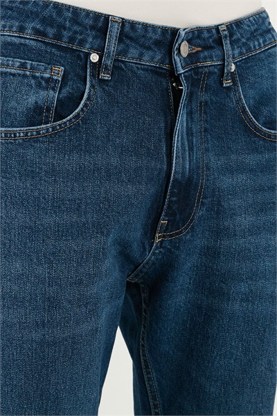 Streç Pamuklu Slim Fit Normal Bel Boru Paça Jeans Erkek Kot Pantolon 5900S28MILANO LACİVERT