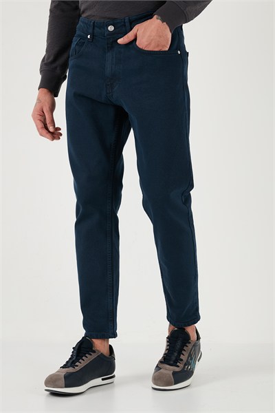 Streç Pamuklu Slim Fit Normal Bel Boru Paça Jeans Erkek Kot Pantolon 15900S31MILANO LACİVERT