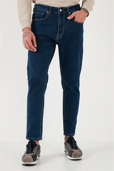 Streç Pamuklu Slim Fit Normal Bel Boru Paça Jeans Erkek Kot Pantolon 5900S34MILANO LACİVERT