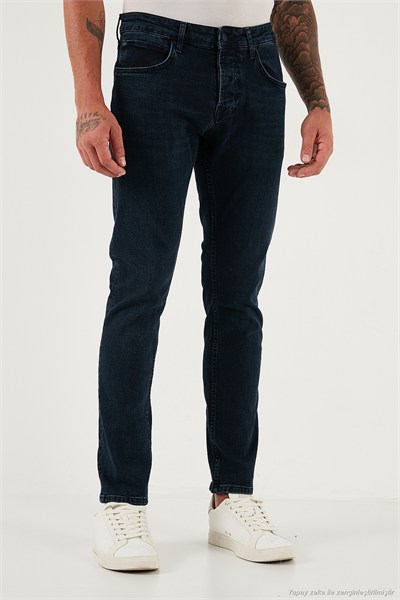 Streç Pamuklu Slim Fit Normal Bel Dar Paça Jeans Erkek Kot Pantolon 1124C47NAPOLI LACİVERT