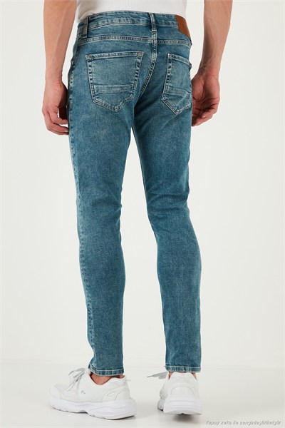 Streç Pamuklu Slim Fit Normal Bel Dar Paça Jeans Erkek Kot Pantolon 1124S52NAPOLI YEŞİL