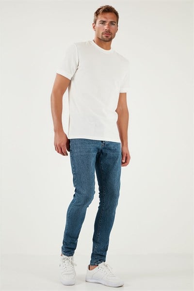 Streç Pamuklu Slim Fit Normal Bel Dar Paça Jeans Erkek Kot Pantolon 1115S60NAPOLI MAVİ