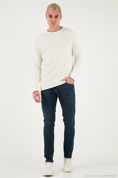 Streç Pamuklu Slim Fit Normal Bel Dar Paça Jeans Erkek Kot Pantolon 1115C42NAPOLI LACİVERT