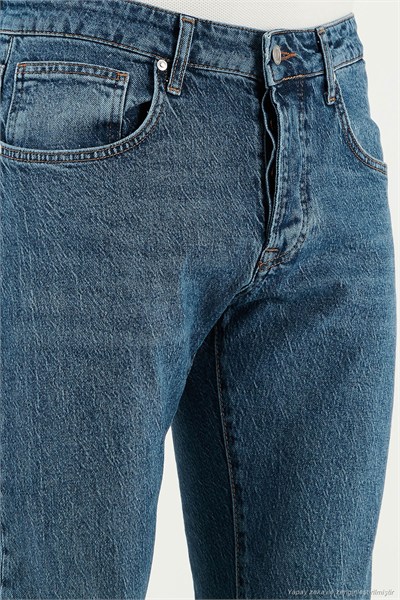 Streç Pamuklu Slim Fit Normal Bel Dar Paça Jeans Erkek Kot Pantolon 1115S60NAPOLI MAVİ