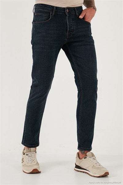 Streç Pamuklu Slim Fit Normal Bel Dar Paça Jeans Erkek Kot Pantolon 1124C45NAPOLI MAVİ