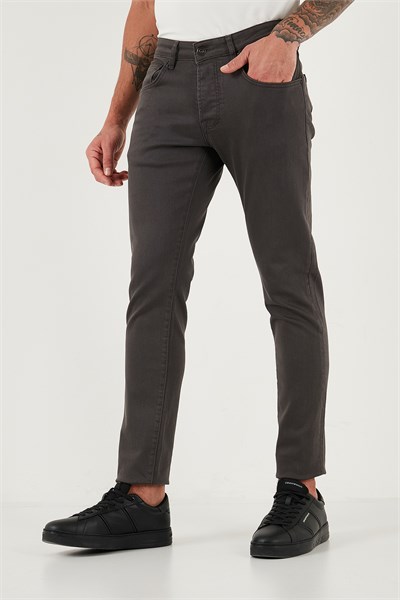 Streç Pamuklu Slim Fit Normal Bel Dar Paça Jeans Erkek Kot Pantolon 1115C24NAPOLI FÜME