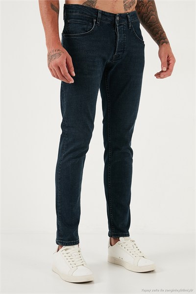 Streç Pamuklu Slim Fit Normal Bel Dar Paça Jeans Erkek Kot Pantolon 1124C46NAPOLI MAVİ