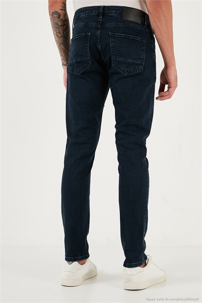 Streç Pamuklu Slim Fit Normal Bel Dar Paça Jeans Erkek Kot Pantolon 1124C47NAPOLI LACİVERT