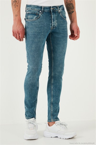 Streç Pamuklu Slim Fit Normal Bel Dar Paça Jeans Erkek Kot Pantolon 1124S52NAPOLI YEŞİL