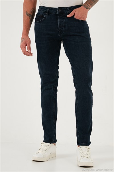 Streç Pamuklu Slim Fit Normal Bel Dar Paça Jeans Erkek Kot Pantolon 1124C47NAPOLI LACİVERT