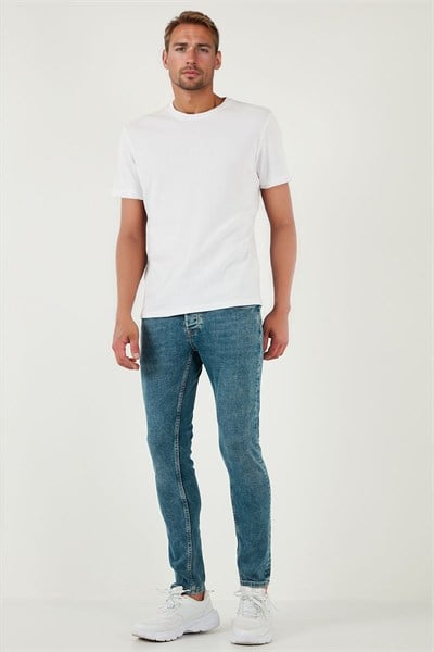 Streç Pamuklu Slim Fit Normal Bel Dar Paça Jeans Erkek Kot Pantolon 1124S52NAPOLI YEŞİL
