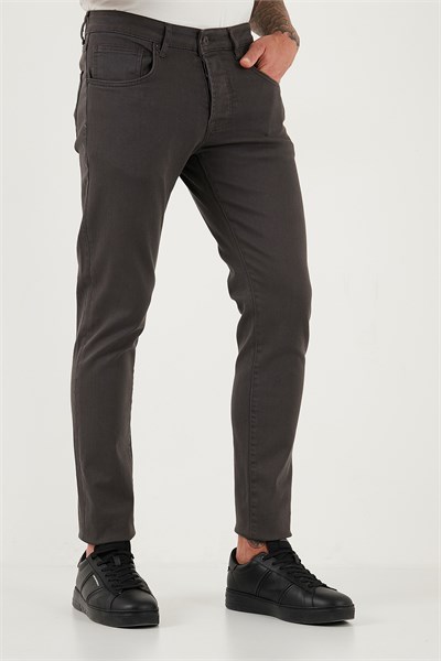 Streç Pamuklu Slim Fit Normal Bel Dar Paça Jeans Erkek Kot Pantolon 1115C24NAPOLI FÜME
