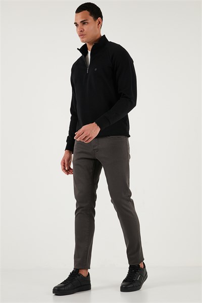 Streç Pamuklu Slim Fit Normal Bel Dar Paça Jeans Erkek Kot Pantolon 1115C24NAPOLI FÜME