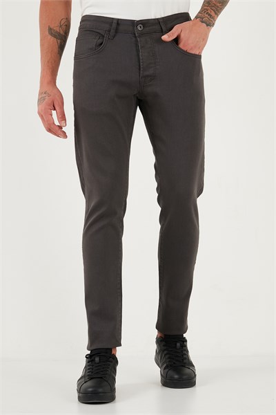 Streç Pamuklu Slim Fit Normal Bel Dar Paça Jeans Erkek Kot Pantolon 1115C24NAPOLI FÜME