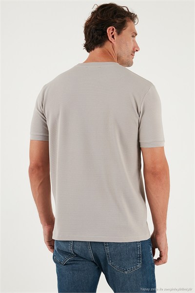 Streç Pamuklu Slim Fit Sıfır Yaka Erkek T Shirt 5902639 TAŞ