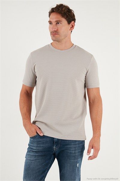 Streç Pamuklu Slim Fit Sıfır Yaka Erkek T Shirt 5902639 TAŞ