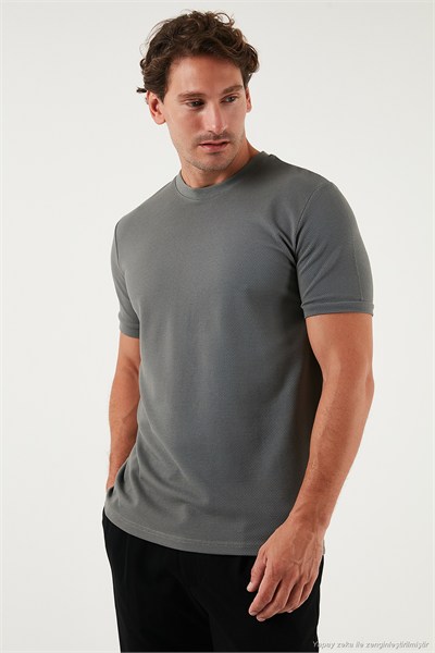 Streç Pamuklu Slim Fit Sıfır Yaka Erkek T Shirt 5902639 AÇIK HAKİ