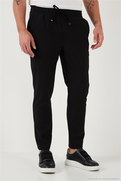 Streç Regular Fit Normal Bel Düz Paça Jogger Erkek Pantolon CF25617953 SİYAH