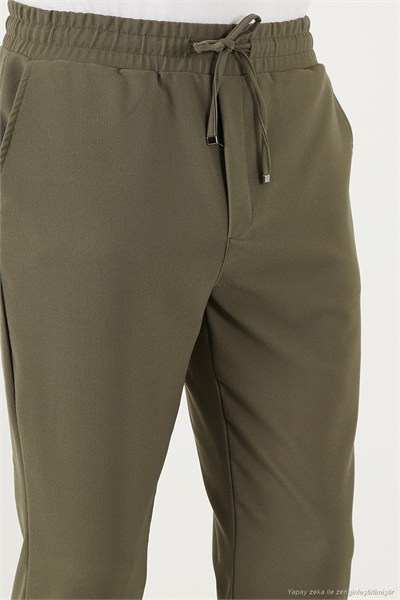 Streç Regular Fit Normal Bel Düz Paça Jogger Erkek Pantolon CF25617953 HAKİ