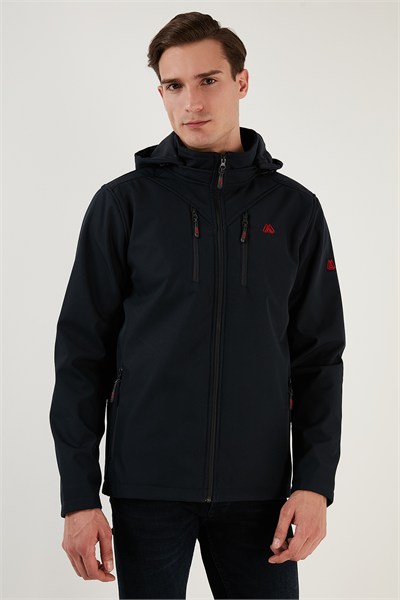 Suya ve Rüzgara Dayanıklı Kapüşonlu Softshell Erkek Mont 5855045 LACİVERT