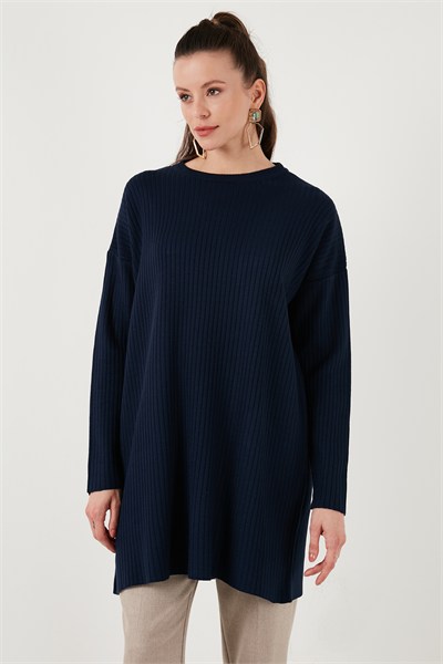 Triko Modest Bisiklet Yaka Kadın Kazak 4616152 LACİVERT
